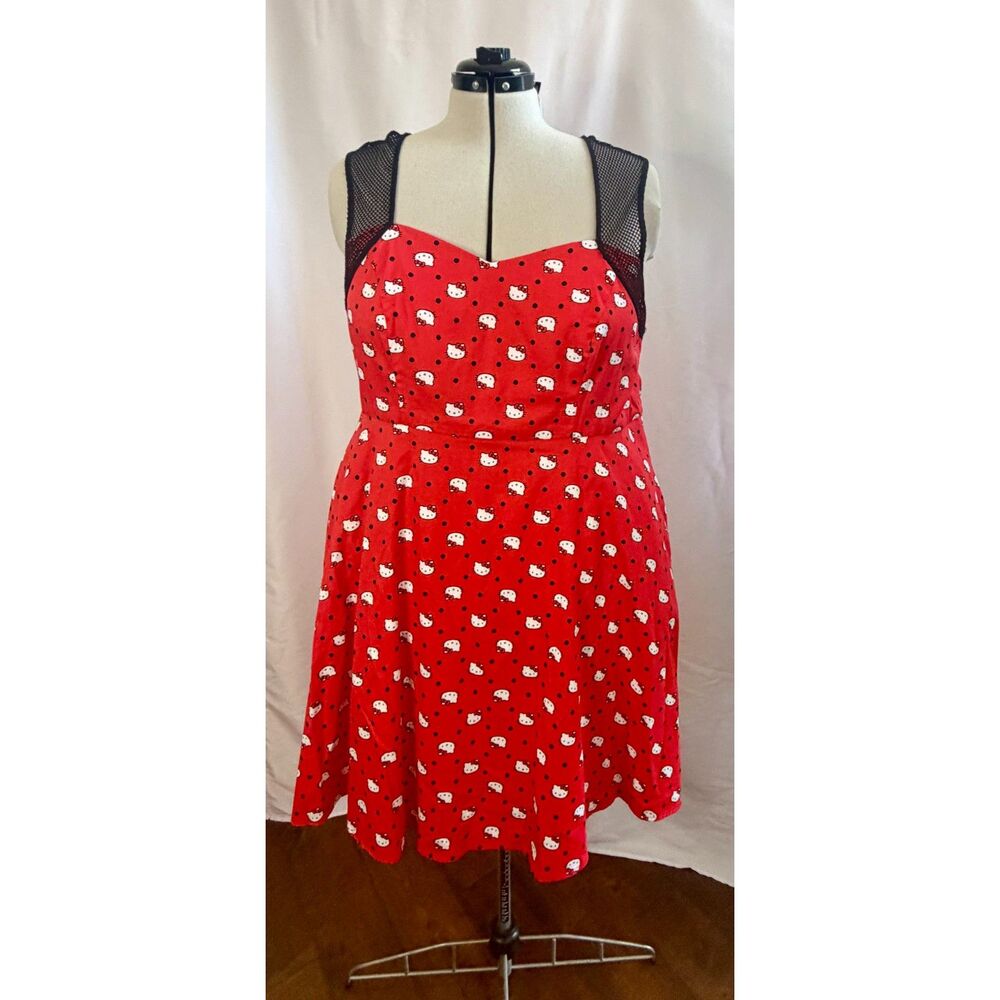 Torrid Hello Kitty by Sanrio red and black polka dot swing dress. Size 24
